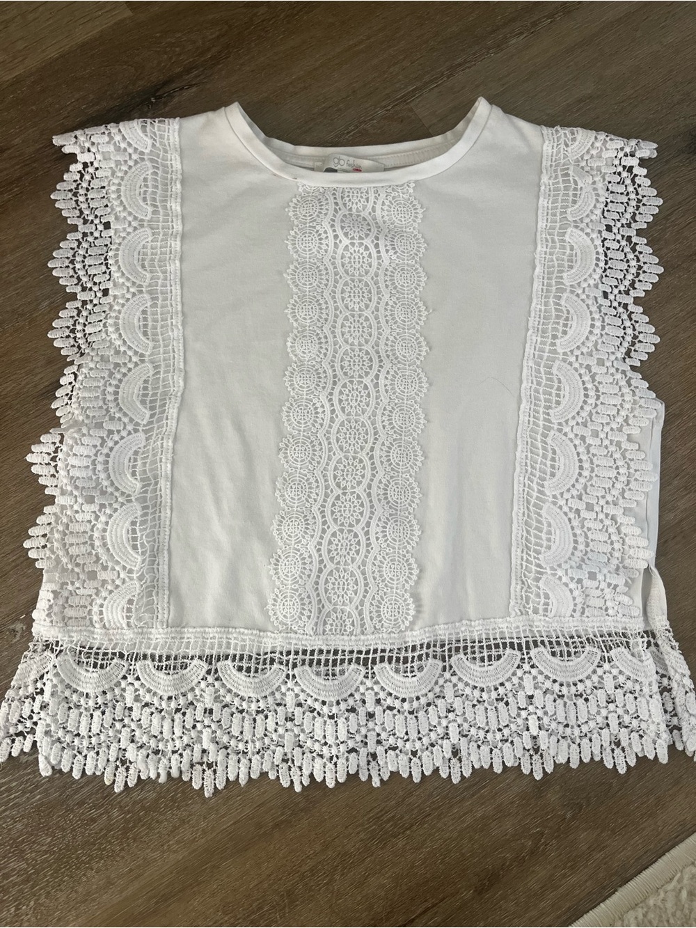 GB girls White Lace Trim Sleeveless Top